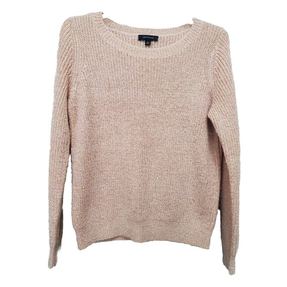 Ann Taylor Peach Sequined Boat Neck Mohair/Wool Blend Pullover Sweater Sz Large - Picture 1 of 7